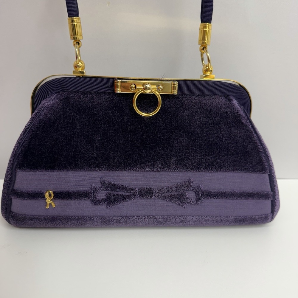 Vintage Roberta di Camerino Bag Purse Purple Velvet Rare Design Color & Style - Picture 3 of 15